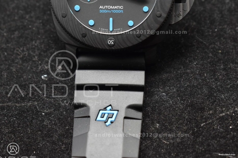 P.9010 PAM1616 Sleek Rubber 47mm Best Clone Carbotech on Markers Strap Black Dial Edition Blue VSF 991 0131